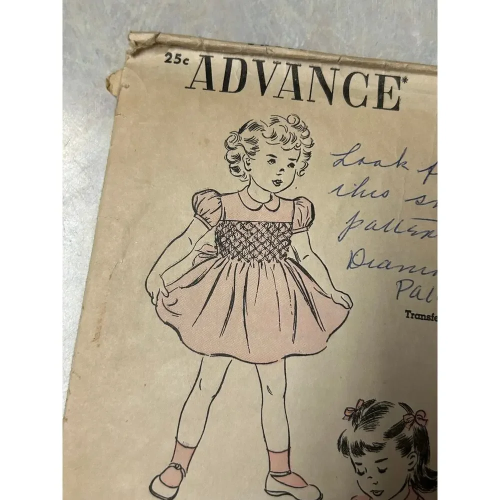 Vintage 1948 Advance Pattern #4945 Toddler Girls Smocked Dress Size‎ 4